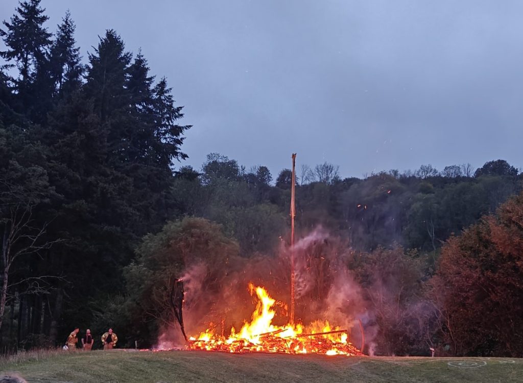 fire devouring viking boat at Butser Ancient Farm Autumn Equinox 2026 festival